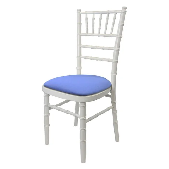 White UK Chiavari Chair with Lilac Seat Pad