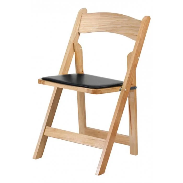 Natural Folding Wedding Chair Black Seat Pad