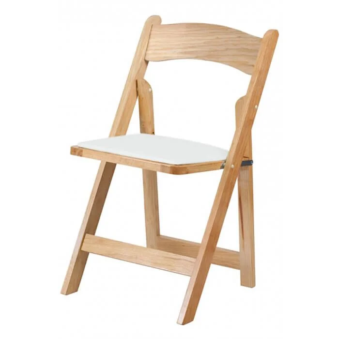 Natural Folding Wedding Chair White Seat Pad