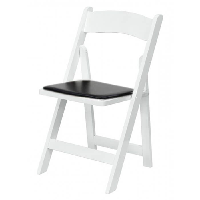 White Folding Wedding Chair Black Seat Pad