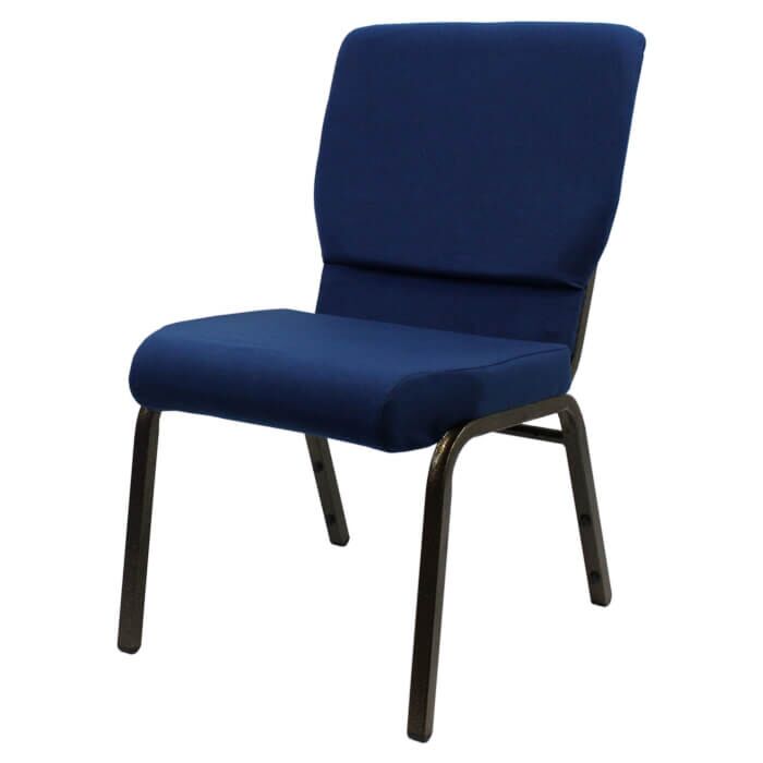 Profile view of Worship Church Chair in Blue Fabric