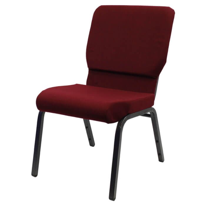 Profile view of Worship Church Chair in Burgundy Fabric