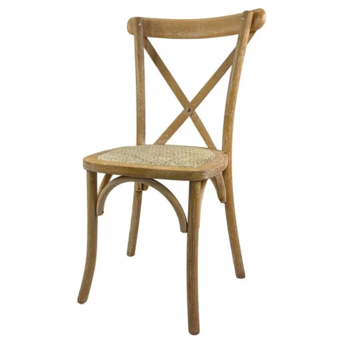 Crossback Stacking Chair - Distressed Finish with Rattan Seat Pad