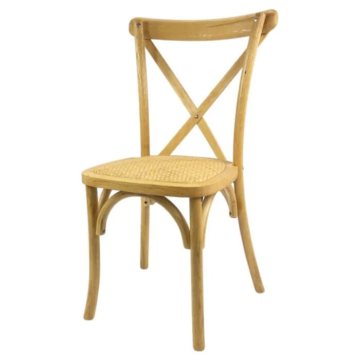 Crossback Stacking Chair - Light Oak with Rattan Seat Pad
