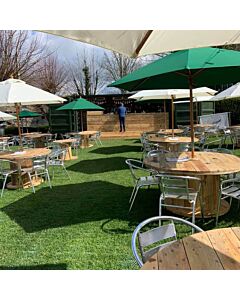 Profile view of Aluminium Bistro Chair with Arms