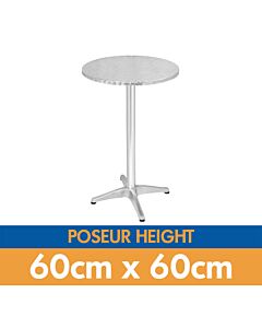 Round Aluminium Poseur Table 60cm - Height 105cm