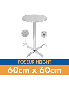 Round Flip Top Aluminium Poseur Table 60cm - Height 105cm