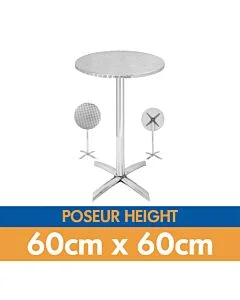 Round Flip Top Aluminium Poseur Table 60cm - Height 105cm