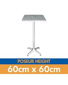 Square Aluminium Poseur Table 60cmL x 60cmW - Height 105cm