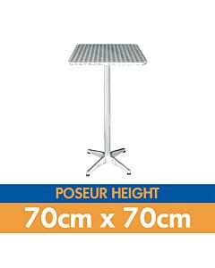 Square Aluminium Poseur Table 70cmL x 70cmW - Height 105cm