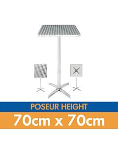 Square Flip Top Aluminium Poseur Table 70cmL x 70cmW - Height 105cm