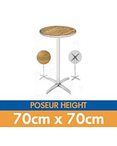 Round Ash Flip Top Aluminium Poseur Table 70cm - Height 105cm