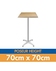 Square Ash Aluminium Poseur Table 70cmL x 70cmW - Height 105cm