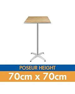 Square Ash Aluminium Poseur Table 70cmL x 70cmW - Height 105cm