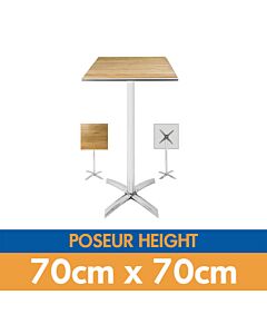 Square Ash Flip Top Aluminium Poseur Table 70cmL x 70cmW - Height 105cm