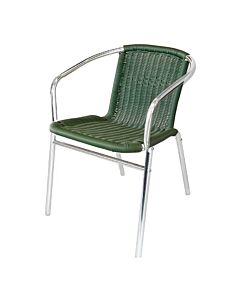 Profile view of Aluminium Wicker Chair with Arms in Green