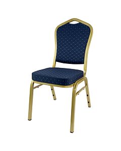 Profile view of Diamond Aluminium Banqueting Chair in Blue Fabric