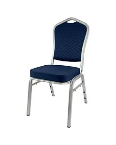 Profile view of Diamond Aluminium Banqueting Chair in Blue Fabric
