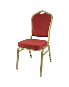 Profile view of Diamond Aluminium Banqueting Chair in Red Fabric