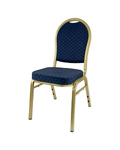 Profile view of Round Back Aluminium Banqueting Chair in Blue Fabric