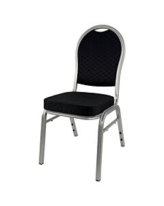 Profile view of Round Back Aluminium Banqueting Chair in Black Fabric