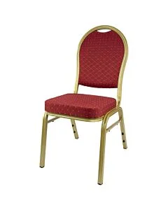 Profile view of Round Back Aluminium Banqueting Chair in Red Fabric