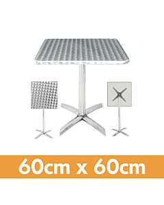 Square Flip Top Aluminium Bistro Table 60cmL x 60cmW - Height 70cm