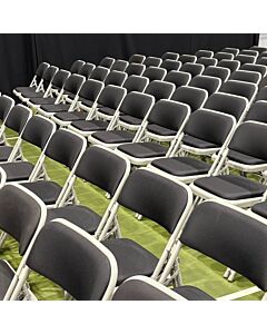 Profile view of Charcoal Comfort Folding Chair