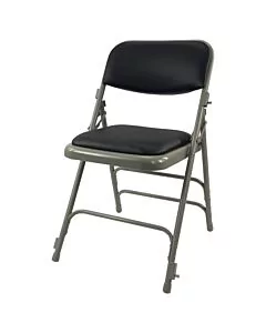 Comfort Folding Chair Grey Frame Black Vinyl