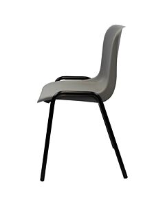 Profile view of Economy Plastic Stacking Chair Grey Shell Black Frame
