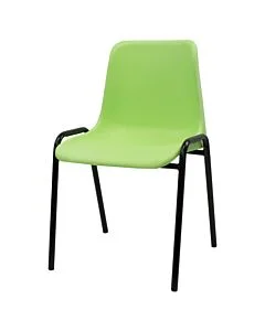 Profile view of Economy Plastic Stacking Chair Lime Shell Black Frame