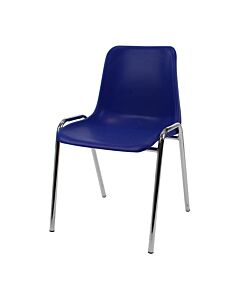 Economy Plastic Stacking Chair - Blue Shell Chrome Frame