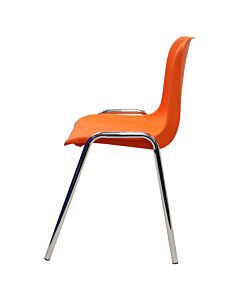 Economy Plastic Stacking Chair - Orange Shell Chrome Frame