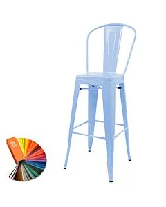 Bespoke RAL Colour Tolix Style 76cm Bar Height Stool with Tall Back