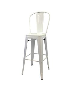 Profile view of White Tolix Bar Height Stool High Back