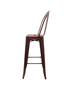 Tolix Style 76cm Bar Height Stool with Tall Back Rest - Copper