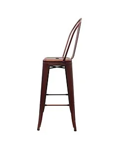 Tolix Style 76cm Bar Height Stool with Tall Back Rest - Copper