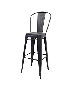Profile view of Gun Metal Grey Tolix Bar Height Stool High Back
