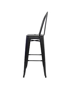 Profile view of Gun Metal Grey Tolix Bar Height Stool High Back
