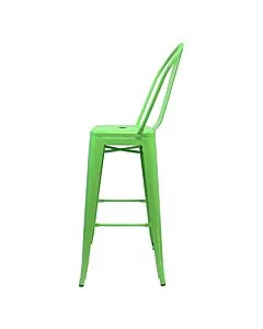 Profile view of Green Tolix Bar Height Stool High Back