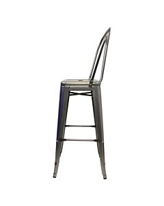 Profile view of Industrial Grey Tolix Bar Height Stool High Back