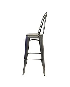 Profile view of Industrial Grey Tolix Bar Height Stool High Back