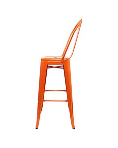Profile view of Orange Tolix Bar Height Stool High Back