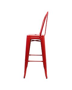 Profile view of Red Tolix Bar Height Stool High Back