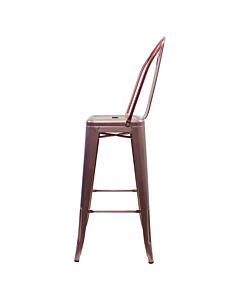 Tolix Style 76cm Bar Height Stool with Tall Back Rest - Rose Gold