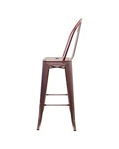 Tolix Style 76cm Bar Height Stool with Tall Back Rest - Rose Gold
