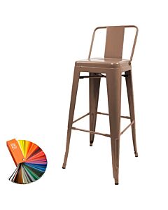 Bespoke RAL Colour Tolix Style 76cm Bar Height Stool with Low Back