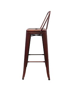 Tolix Style 76cm Bar Height Stool Low Back - Copper