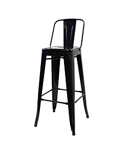 Tolix Style 76cm Bar Height Stool Low Back - Gloss Black