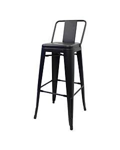 Profile view of Gun Metal Grey Tolix Bar Height Stool Low Back